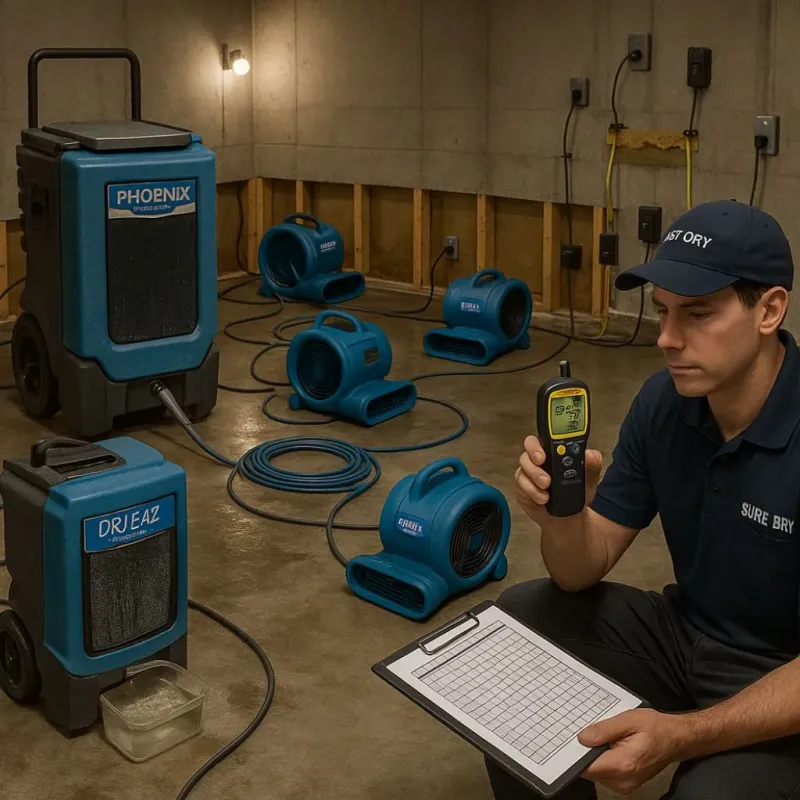 Structural Drying and Dehumidification process in North Fair Oaks, CA